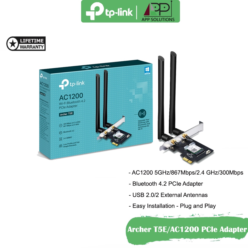 tp-link-การ์ดแลน-pci-express-ac1200-bluetooth4-2-รุ่นarcher-t5e-ประกันlifetime