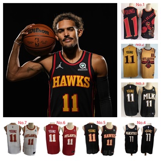 เสื้อกีฬาบาสเก็ตบอล ลายทีม NBA Trae Young Jerseys Number 11 7 สไตล์ สําหรับผู้ชาย