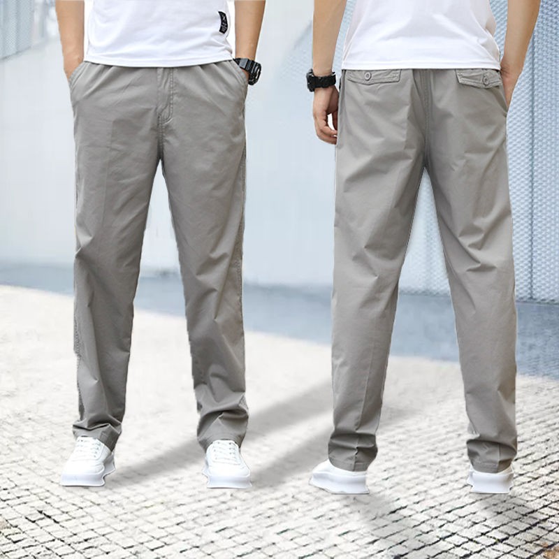 12-12-กางเกงลำลองหลวมขนาดใหญ่กางเกงขายาวผู้ชายลำลองทรงตรงกางเกงผู้ชายอ้วนในฤดูใบไม้ผลิและฤดูใบไม้ร่วงท