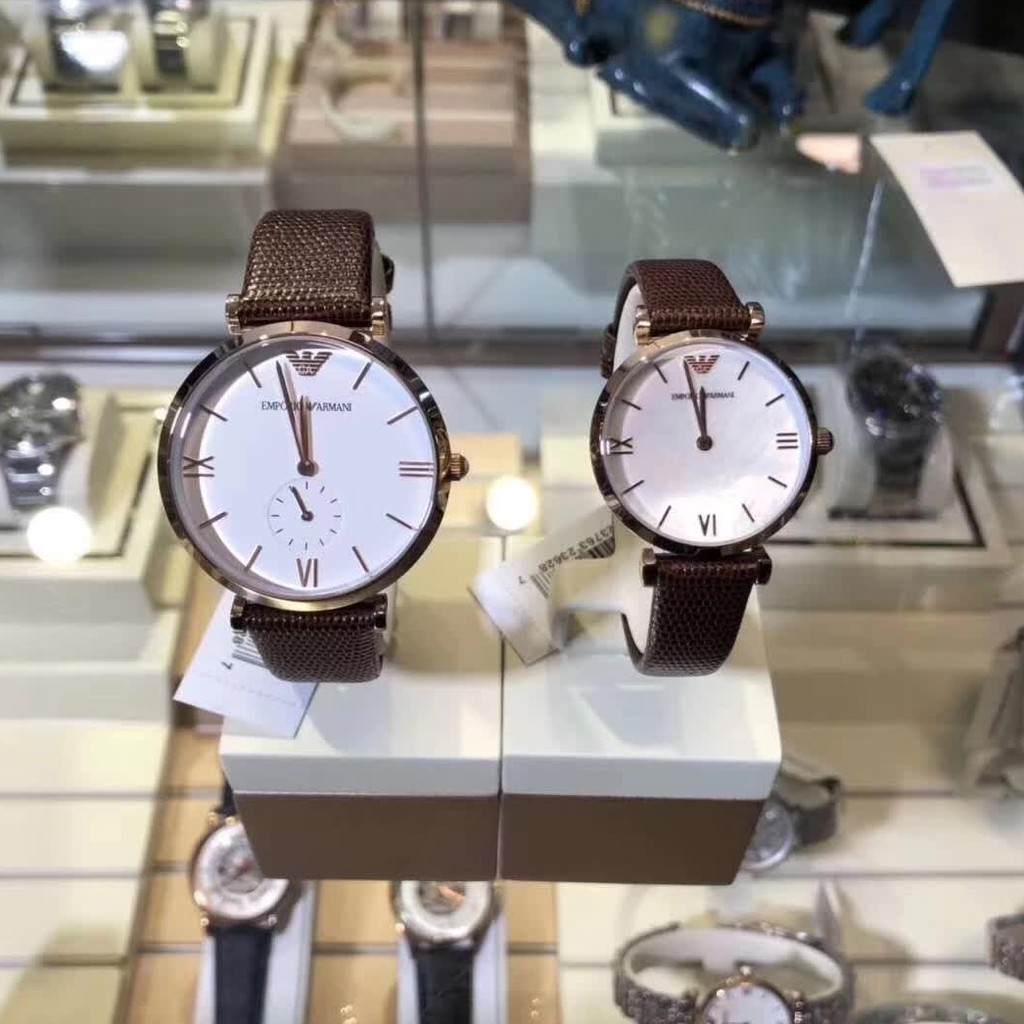 นาฬิกาข้อมือผู้ชาย-armani-analog-white-dial-brown-leather-men-watch-ar9042