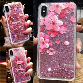 เคสโทรศัพท์มือถือแบบนิ่ม ใส ลายฟลามิงโก้ พีช กลิตเตอร์ ระยิบระยับ สําหรับ Xiaomi Redmi Note 5 4X 4A S2 6A Mi 8 Lite 8 Note10 A1