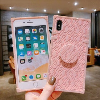 Samsung Galaxy S22 S21 S20 S20 Ultra S20 S21 S22 plus S8 S9 S10 plus Fashion brand square pink with stand phone case