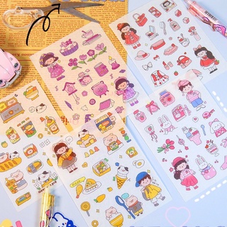 สติ๊กเกอร์ น่ารัก stickerติดสมุด4แผ่น ลายการ์ตูนDiy