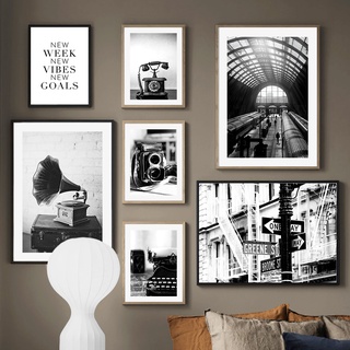 โปสเตอร์ภาพวาดผ้าใบ รูปกล้องถ่ายรูป สไตล์นอร์ดิก ย้อนยุค สีดํา สีขาว สําหรับตกแต่งผนัง ห้องนั่งเล่น