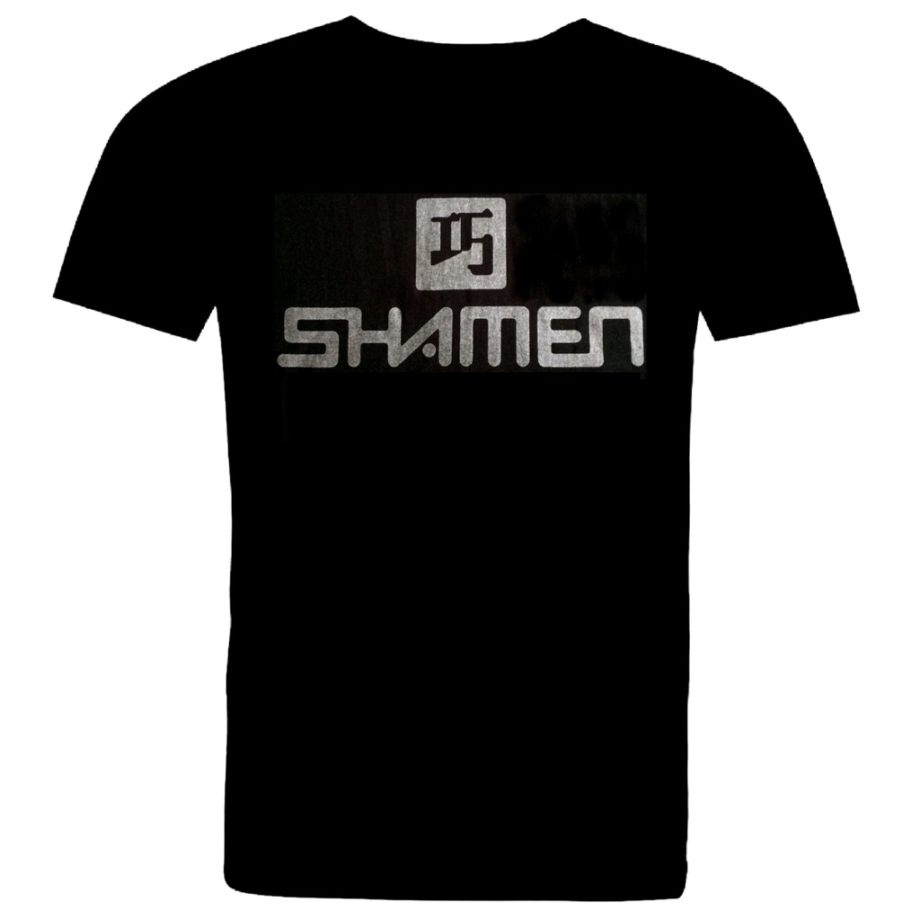 เสื้อยืดโอเวอร์ไซส์shamen-band-en-tact-91-โลโก้ในพิมพ์กราไฟท์เมทัลลิก-เสื้อยืด-สีดําs-3xl