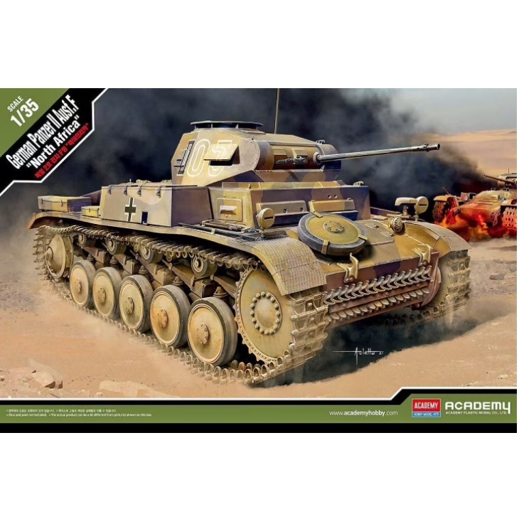 โมเดลประกอบ-academy-model-1-35-ac13535-german-panzer-2-ausf-f-north-africa