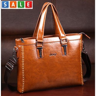 Fin 1 กระเป๋าโน็ตบุ๊ค กระเป๋าเอกสาร Briefcase Document Business Notebook HandBag JEEP 1090 (สีน้ำตาล)