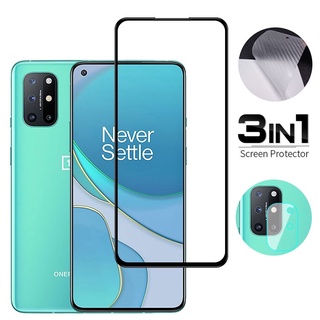3 in 1 Oneplus 9 8t 7 7t Nord N100 Full coverage Tempered Glass + Back Screen Protector Film + Camera Lens Protector