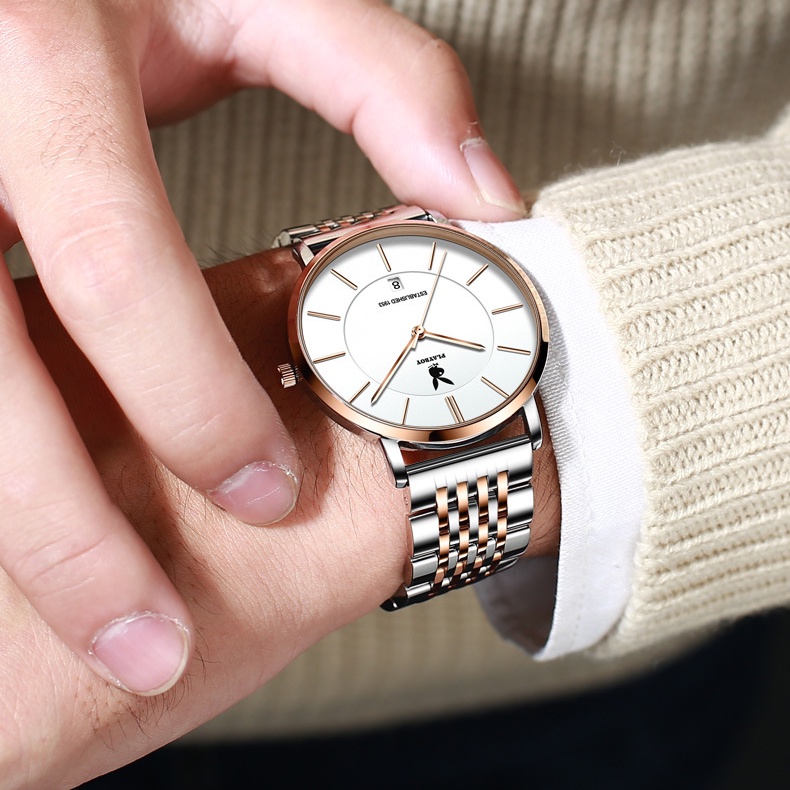 playboy-famous-brand-watch-2034-ของแท้-กล่องของแท้-นาฬิกาข้อมือคู่รัก-กันน้ํา-ของขวัญ-สําหรับผู้ชาย-และผู้หญิง