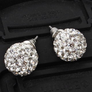 Pave Disco Ball Stud Earrings 10mm 8mm 6mm Clear Austrian Rhinestone