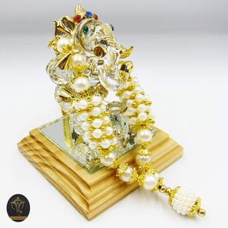 Ananta Ganesh ® พวงมาลัย handmade มุก ลูกปัดทอง (อินเดียแท้) ขนาด 5