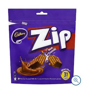 Cadbury Zip บาร์เวเฟอร์รสช็อกโกแลตเคลือบด้วยช็อกโกแลตเฟร้นช์ขนาด 31 x 6.5 กรัม