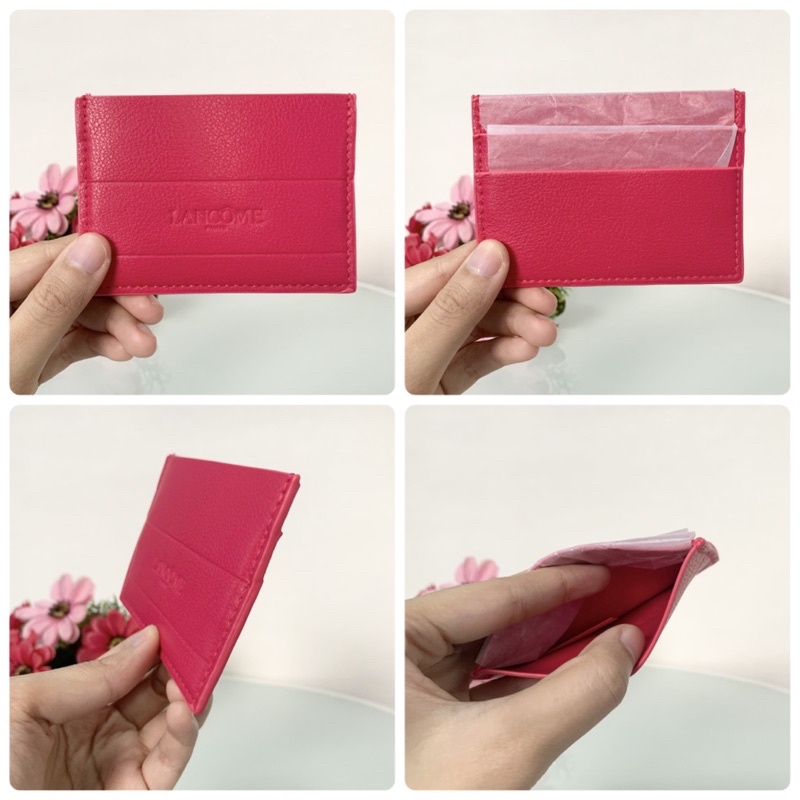 แท้-กระเป๋าใส่การ์ด-lancome-cardholder-หนังสีชมพู