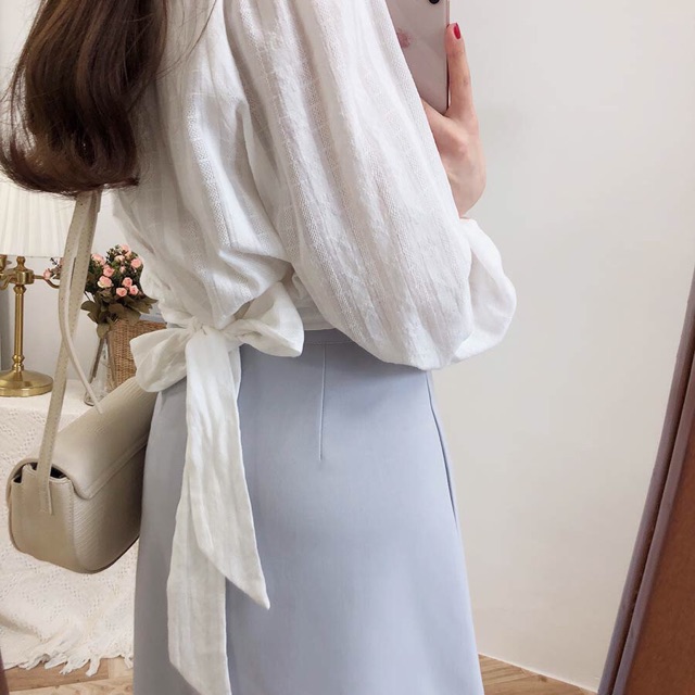 เสื้อจั๊มเอวแขนยาว-สามารถผูกโบว์ข้างหลังได้