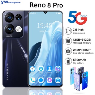 สินค้า 2022 ใหม่ โทรศัพท์ถูกๆ  Reno8 Pro 5G 7.5นิ้ว โทรศัพท์มือถือ รองรับ2ซิม Smartphone 4G/5G โทรศัพท์สมา แรม16GB รอม512GB โทรศัพท์ถูกๆ Android11.0 มือถ【จัดส่งในกรุงเทพฯ พร้อมส่ง】