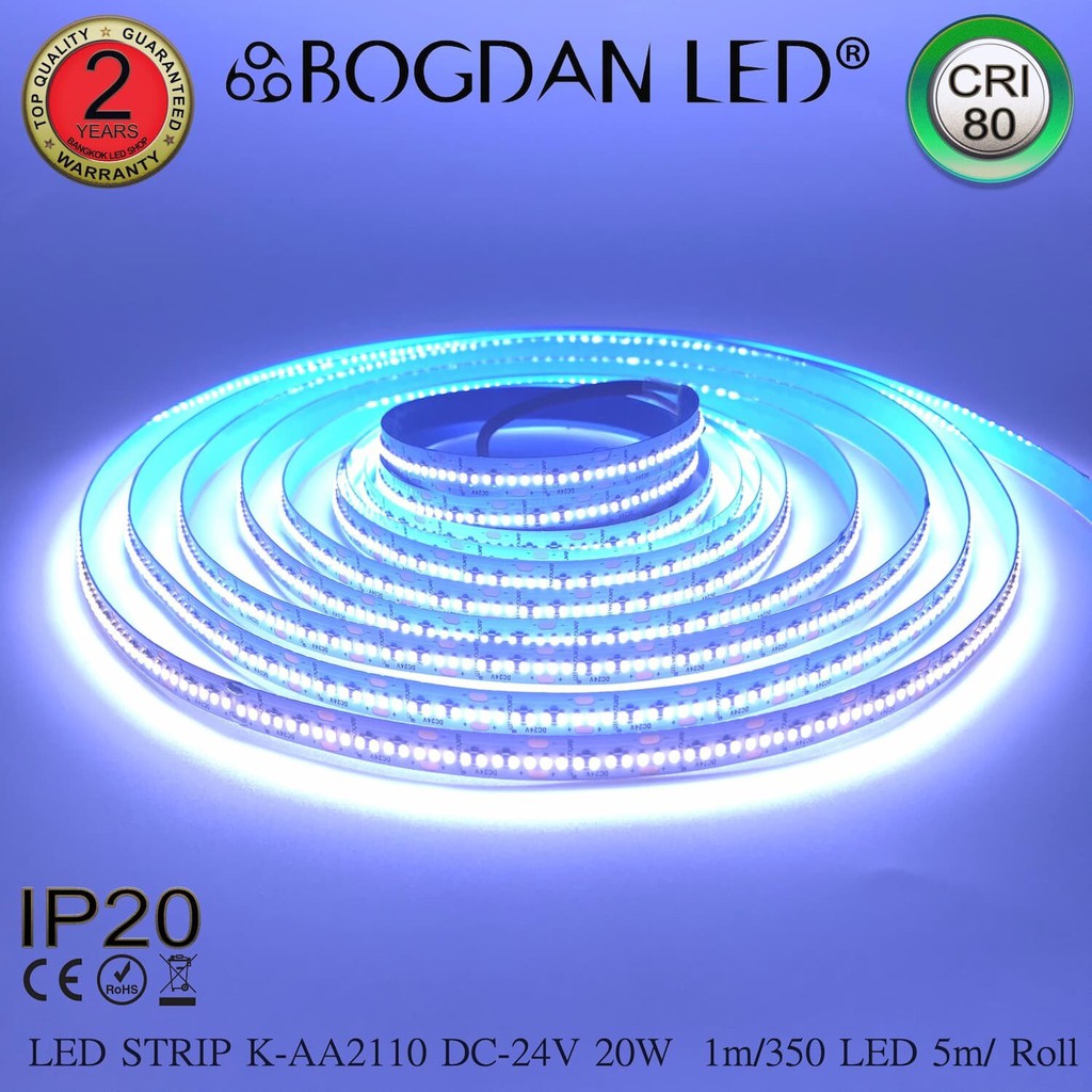 led-strip-k-aa2110-350-10000k-dc-24v-20w-1m-ip20-ยี่ห้อbogdan-led-แอลอีดีไฟเส้นสำหรับตกแต่ง-1750led-5m-100w-5m-grade-a