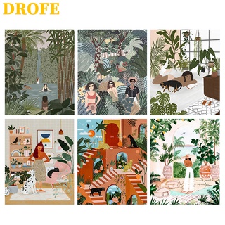 DROFE 【40x50 ซม.】~Summer fresh~ ภาพเพ้นท์ตามตัวเลข สำหรับผู้ใหญ่ สำหรับแขวนตกแต่ง