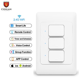 ปุ่มกดสวิตช์ไฟอัจฉริยะ WiFi 1 2 3 Gang Tuya App พร้อม Alexa Googl