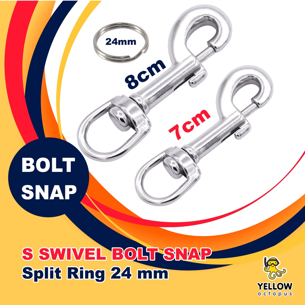 Swivel Bolt Snap 7 cm, 8 cm + Split Ring24mm Scuba Torch Clip Shopee