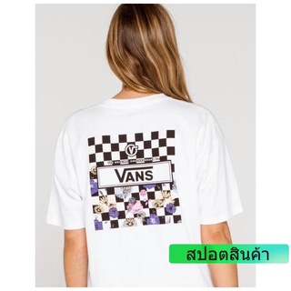 Vans เสื้อยืด คอกลม แขนสั้น ผ้าฝ้าย พิมพ์ลาย ระบายอากาศ สีขาว แฟชั่นฤดูร้อน สําหรับผู้หญิง 364685