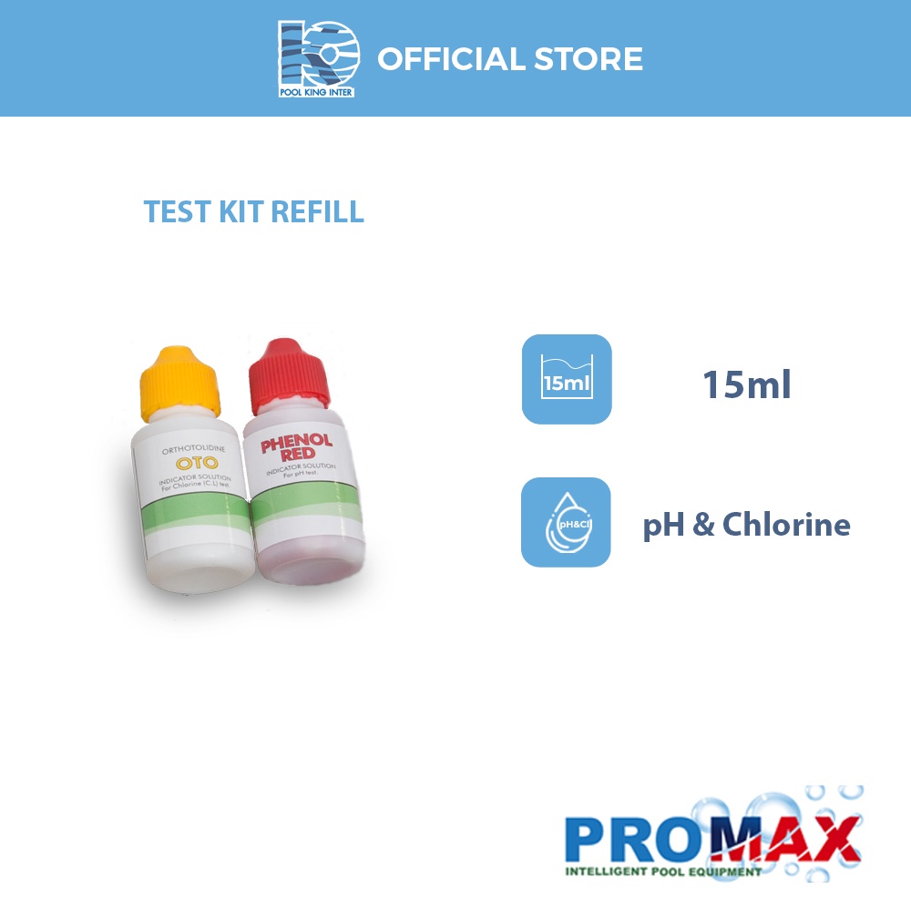 ภาพหน้าปกสินค้าPROMAX pH & Chlorine test kit refill Bundle 15ml เคมีวัดค่า pH และคลอรีนชนิดเติมขนาด 15ml จากร้าน poolkinginter บน Shopee