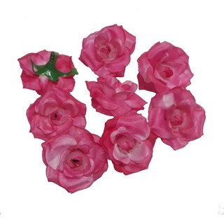 หัวดอกไม้ผ้า กุหลาบพวง สีชมพูบานเย็น เส้นผ่าศูนย์กลาง 5.5ซม.แพค100ดอก