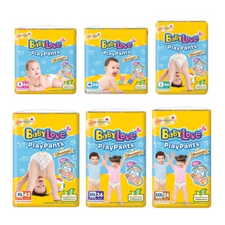 สินค้า เบบี้เลิฟ เพลย์แพ้นท์ พรีเมียม Babylove Play​ Pants​ Premium เบบี้เลิฟนาโน เบบี้เลิฟเหลือง แพมเพิส 1 ห่อ