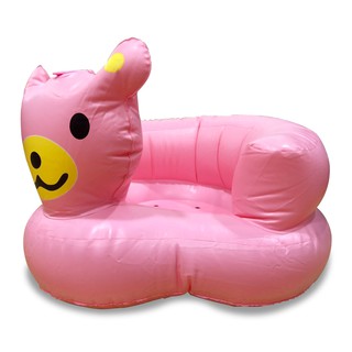 เก้าอี้หัดนั่งเป่าลม โซฟาสำหรับเด็ก (หมีสีชมพู)