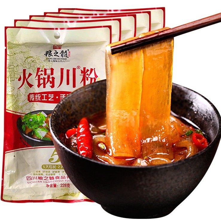 ภาพหน้าปกสินค้าเส้นหนึบสุกี้จีนมันม่วง หนานุ่มเคี้ยวหนึบอร่อย ติดทอปรายการโชว์กินอาหาร (228 g) 火锅粉 红薯川粉 จากร้าน qseqse บน Shopee