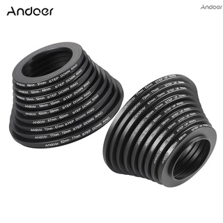 Andoer อะแดปเตอร์แหวนฟิลเตอร์เลนส์ 37-49-52-55-58-62-67-72-77-82 มม. 18 ชิ้น