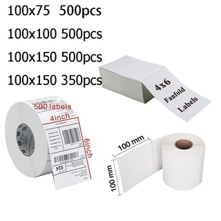 สติ๊กเกอร์บาร์โค้ดความร้อน ( 100x150mm ) แบบม้วน กระดาษความร้อน Thermal paper  พิมพ์ใบปะหน้าพัสดุ
