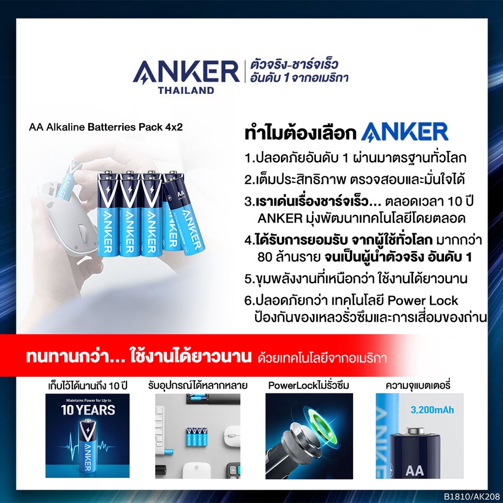 ชาร์จไม่ได้-anker-alkaline-aa-batteries-ถ่านอัลคาไลน์-aa-ปลอดภัย-ใช้งานได้ยาวนาน-เก็บไว้ได้นานถึง-10-ปี