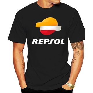 เสื้อยืดลําลอง ผ้าฝ้าย แขนสั้น คอกลม พิมพ์ลายโลโก้ Repsol ทรงหลวม สําหรับผู้ชาย