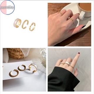 สินค้า แหวน แฟชั่น สีทอง สําหรับผู้หญิง 3 ชิ้น / ชุด
