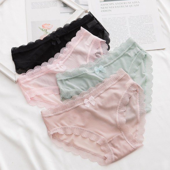 สินค้าพร้อมส่งจากไทย-angle-bra-n439-กางเกงในแต่งขอบฉลุน่ารัก-สินค้าคุณภาพดี-ราคาประหยัด