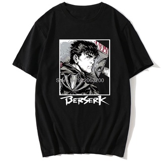 【100% cotton】ใหม่ เสื้อยืดคอกลม แขนสั้น ลายการ์ตูนอนิเมะมังงะญี่ปุ่น Berserk Swordsman Gatsu สีขาว สําหรับผู้ชาย Ojdndp1