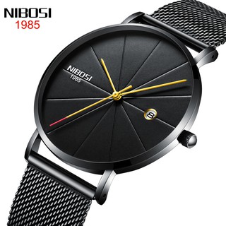สินค้า NIBOSI นาฬิกาข้อมือควอตซ์ กันน้ำ สไตล์สปอร์ต หรูหรา ธุรกิจ บางพิเศษ แฟชั่นผู้ชาย