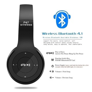 ภาพขนาดย่อของภาพหน้าปกสินค้าของแท้ 100% หูฟังบลูทูธ P47 เสียงดี Wireless Bluetooth Stereo Headset หูฟังบลูธูทไร้สาย จากร้าน kts999 บน Shopee ภาพที่ 7