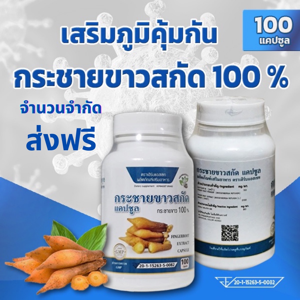 ภาพหน้าปกสินค้าส่งฟรี กระชายขาวสกัด รุ่น LImited จำนวนจำกัด มี อย ไม่ต้องเก็บโค้ด ส่งฟรี รวมค่าส่งแล้ว จากร้าน thaiherbforyou บน Shopee