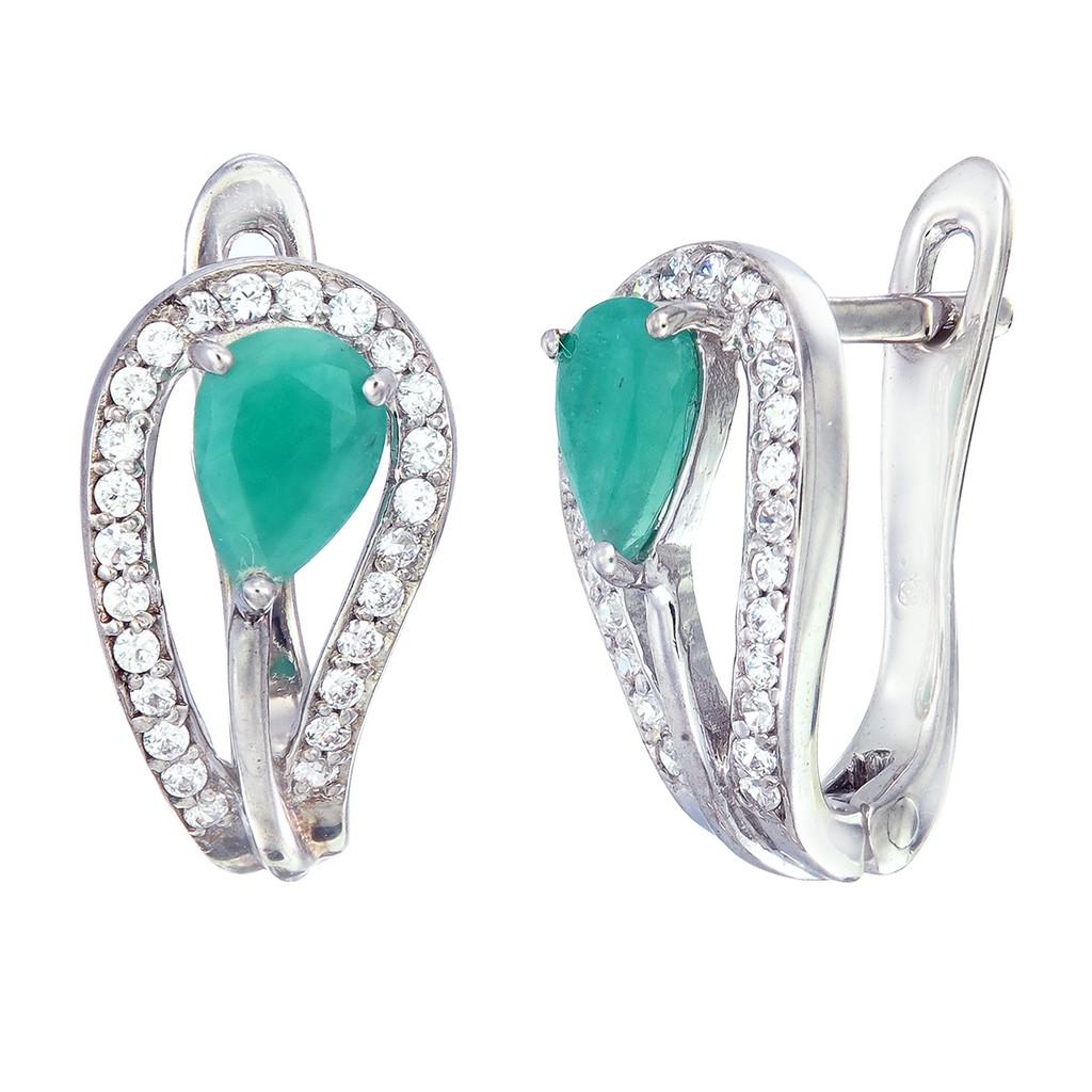 ต่างหูมรกต-เงินแท้-92-5-โรเดียม-earring-emerald-silver-92-5-plating