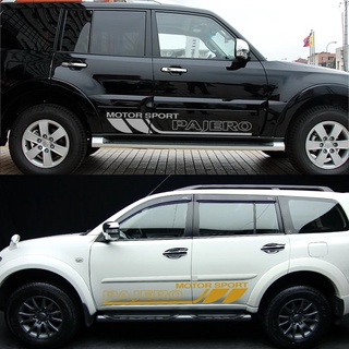 2PCS สติกเกอร์ด้านข้างประตูสำหรับ Mitsubishi Pajero Tuning รถอุปกรณ์เสริมทั้งฟิล์มไวนิล Sport Decals Auto Decor กราฟิก