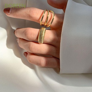 Doreen แหวนแต่งงาน หวาน อารมณ์ แหวน สไตล์เกาหลี เครื่องประดับแฟชั่น ทอง น่ารัก คู่ ของขวัญ สําหรับเด็กผู้หญิง เรขาคณิต เปิด หญิง แหวนปรับได้