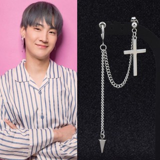 1pcs Cross Chain Connected Stainless Steel Earrings