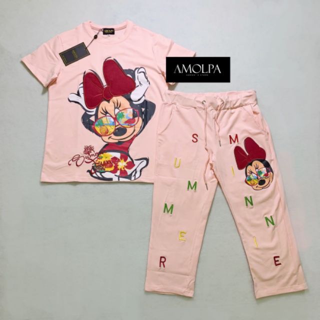 set-เสื้อ-กางเกง-mickey-สีชมพู-สวยยตาแตก