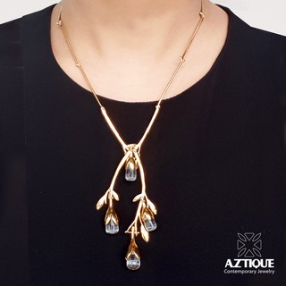 Aztique สร้อยคอเงินแท้ จี้ หยดน้ำค้าง Morning Dew ควอตซ์ใส Clear Quartz Necklace Morning Dew Jewelry Gifts md