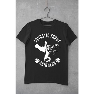 เสื้อยืดโอเวอร์ไซส์เสื้อยืดแขนสั้นลําลอง คอกลม ผ้าฝ้าย ลาย AGNOSTIC FRONT SKINHEAD เหมาะกับของขวัญวันเกิด สไตล์เกาหลีS-3