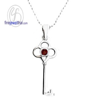Finejewelthai-จี้-โกเมน-เงินแท้-จี้เงิน--จี้พลอย-จี้ลูกกุญแจ-พลอยประจำเดือนเกิด-Garnet-Silver925-Pendant-P1105gm