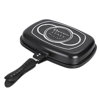 ✕◊♙Camping Double Sided Cooking Frying Pan Home Kitchen Breakfast Square Omelette Tray Cast Aluminium Non Stick Indoor O