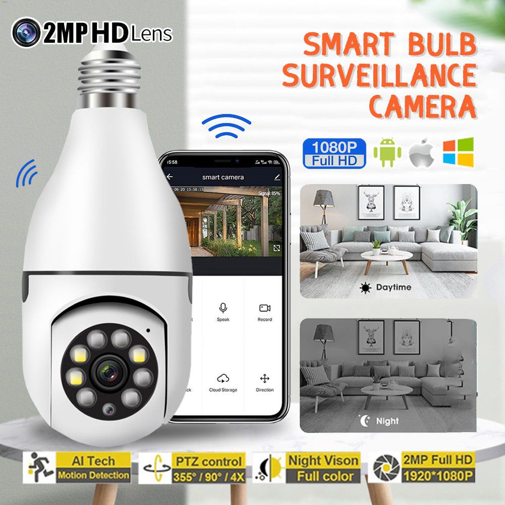 ภาพหน้าปกสินค้ากล้องวงจรปิด 1080p HD Bulb Camera E27 Night Vision กันน้ํากล้องกลางแจ้ง Wifi IP Security 360 กล้องพาโนรามา หมุนได้ ตรวจสอบระยะไกล สําหรับโทรศัพท์มือถือ จากร้าน technologcity.th บน Shopee
