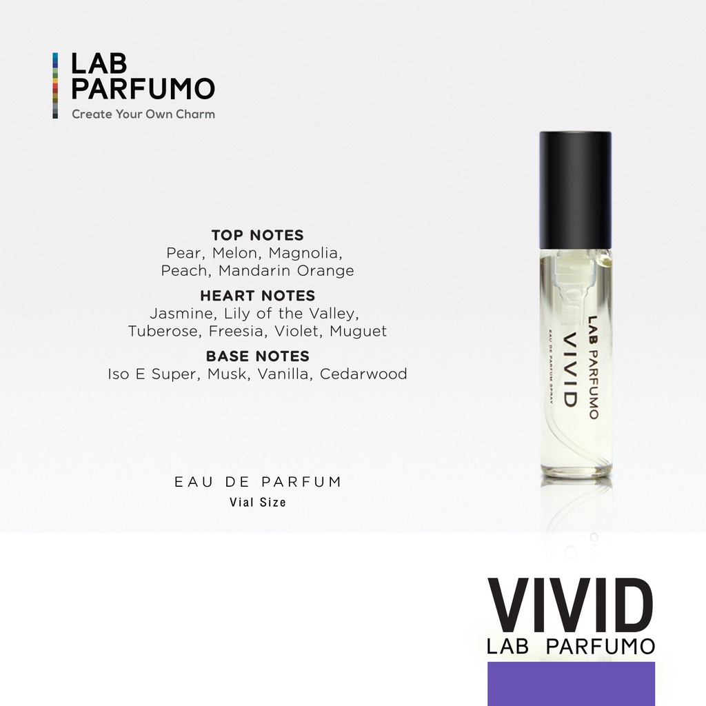 ภาพสินค้าLAB Parfumo, Vivid Tester น้ำหอมสำหรับผู้ชายและผู้หญิง (ขนาด 4 ml,10ml) นุ่มนวล แฝงด้วยความมั่นใจ เซ็กซี่ เสน่ห์ที่ลงตัว จากร้าน labparfumo บน Shopee ภาพที่ 2